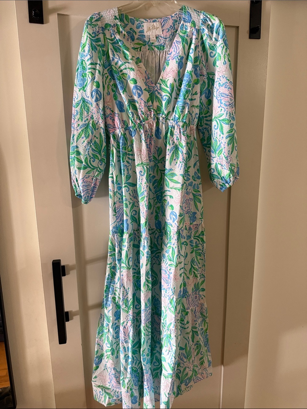 Lilly Pulitzer Green, Blue & Pink Floral Maxi Dress
